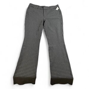 Old Navy Checkered Flare Pants Women's 12 Gray High Waisted Stretch Trousers NWT